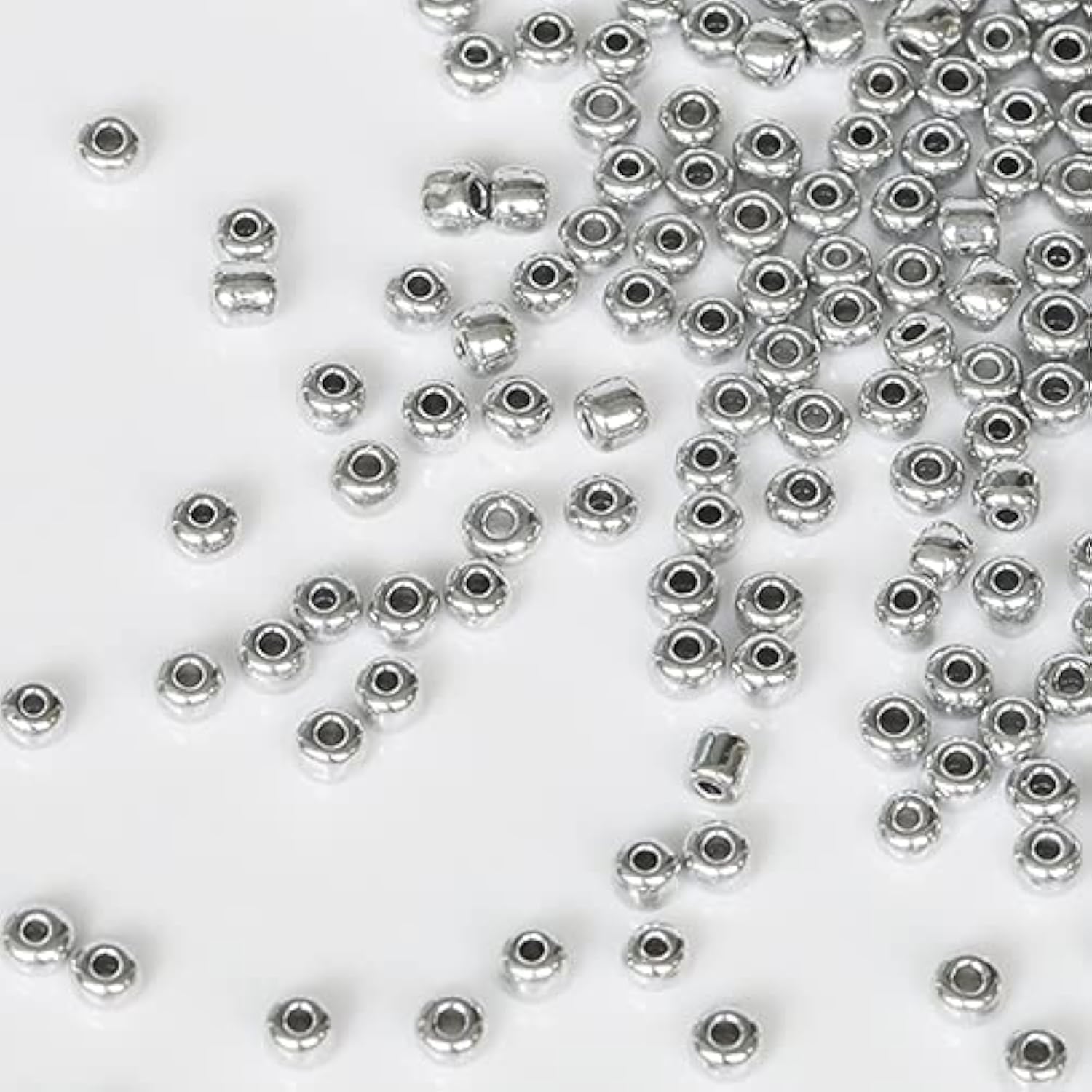 Tibaoffy Size 6/0 Crafts Glass Seed Beads 4mm Silver Beads for Jewelry Making (Total About 100g About 1200pcs)