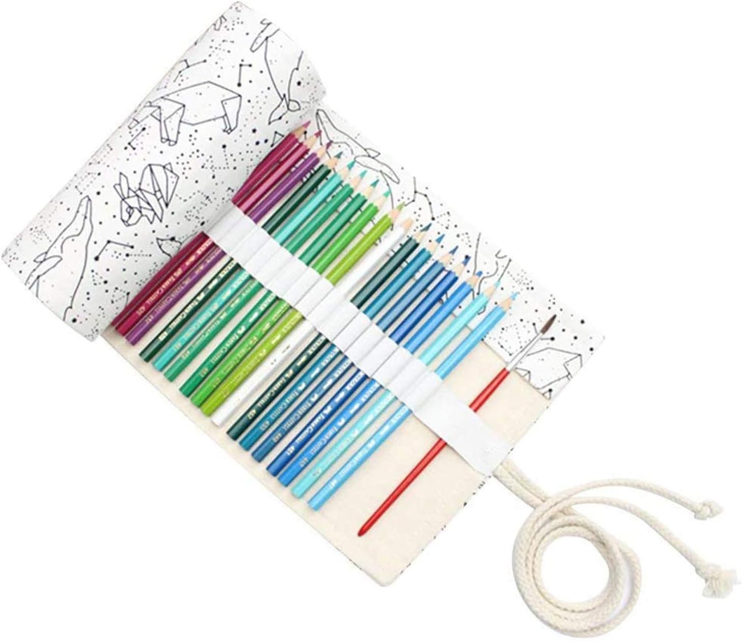 Leinwand Stifterolle Pencil Wrap Roll up Holder Tasche Federmappe(72 Loch)