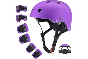 TCCVANAS Kids Bike Helmet Set, CPSC Certified with Knee Pads Elbow Pads Wrist Guards,Adjustable Helmet for Ages 3-5-8-15 Toddler Kids&Youth,Bicycle Skateboarding…