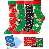 HAPPYPOP Christmas Socks for Kids - Funny Holiday Socks Xmas Gifts for Boys Girls 4 Pack