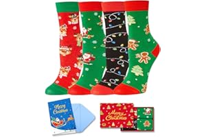 HAPPYPOP Christmas Socks for Kids - Funny Holiday Socks Xmas Gifts for Boys Girls 4 Pack
