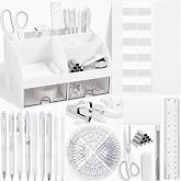 Eersida 26 in 1 White Desk Organizer and Accessories for Office Dorm School | with Tape Dispenser, Stapler, Staple, Staple Remover, Scissor, Ruler, Sticky Tabs, Tape, Ballpoint Pen, Pencil, Clips