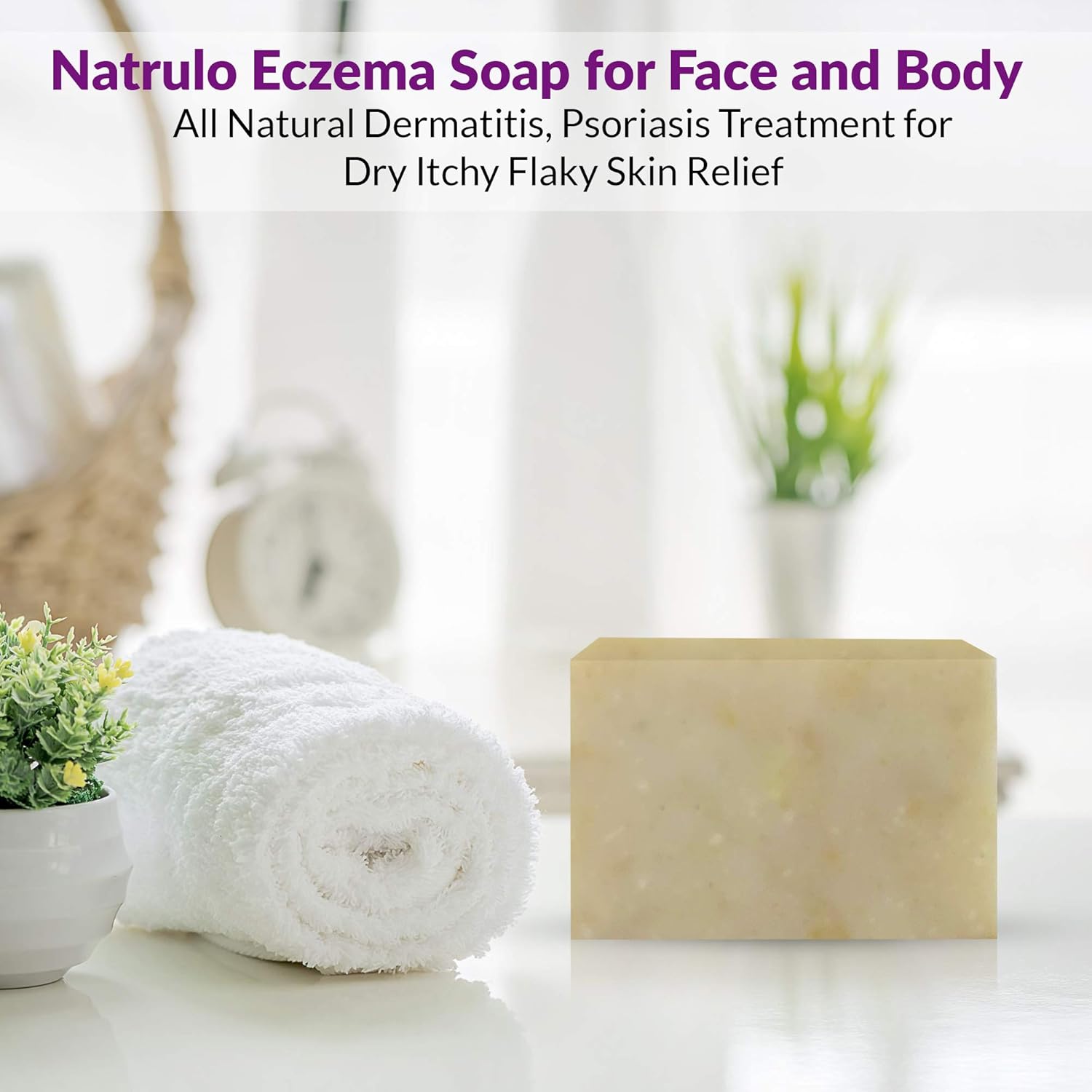 Eczema Soap Bar for Face and Body – All Natural Dermatitis, Psoriasis Treatment for Dry Itchy Flaky Skin Relief – Gentle Detoxifying, Healing, Anti-Itch, Cleansing Skincare Remedy - 4 oz Made in USA: Health & Personal Care
