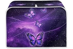 Talayituse Galaxy Butterfly Print 4 Slice Toaster Covers Dust Protection Bread Maker Covers Toaster Oven Cloth Cover Kitchen Accessories Washable Appliance Cover, M