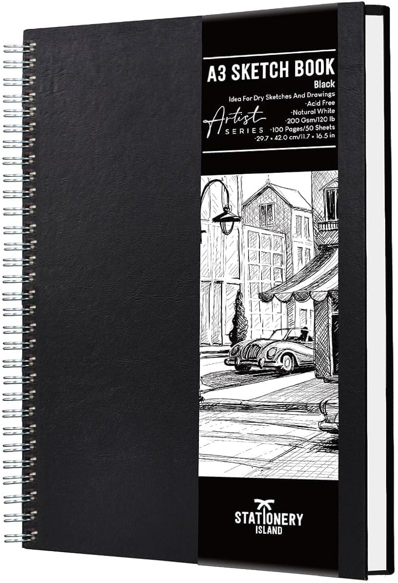 ISLAND A3 Sketchbook 200GSM 50 Sheets Spiral Bound Hardcover