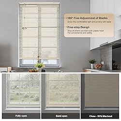 SEEYE Cordless Mini Blinds Aluminum Venetian Blind