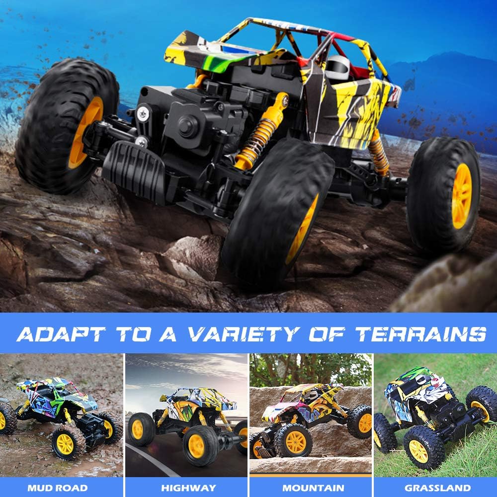 DOUBLE E RC Cars 1:18 Dual Motors Rechargeable Remote Control Truck 4WD Off Road RC Truck Rock Crawler: Toys & Games