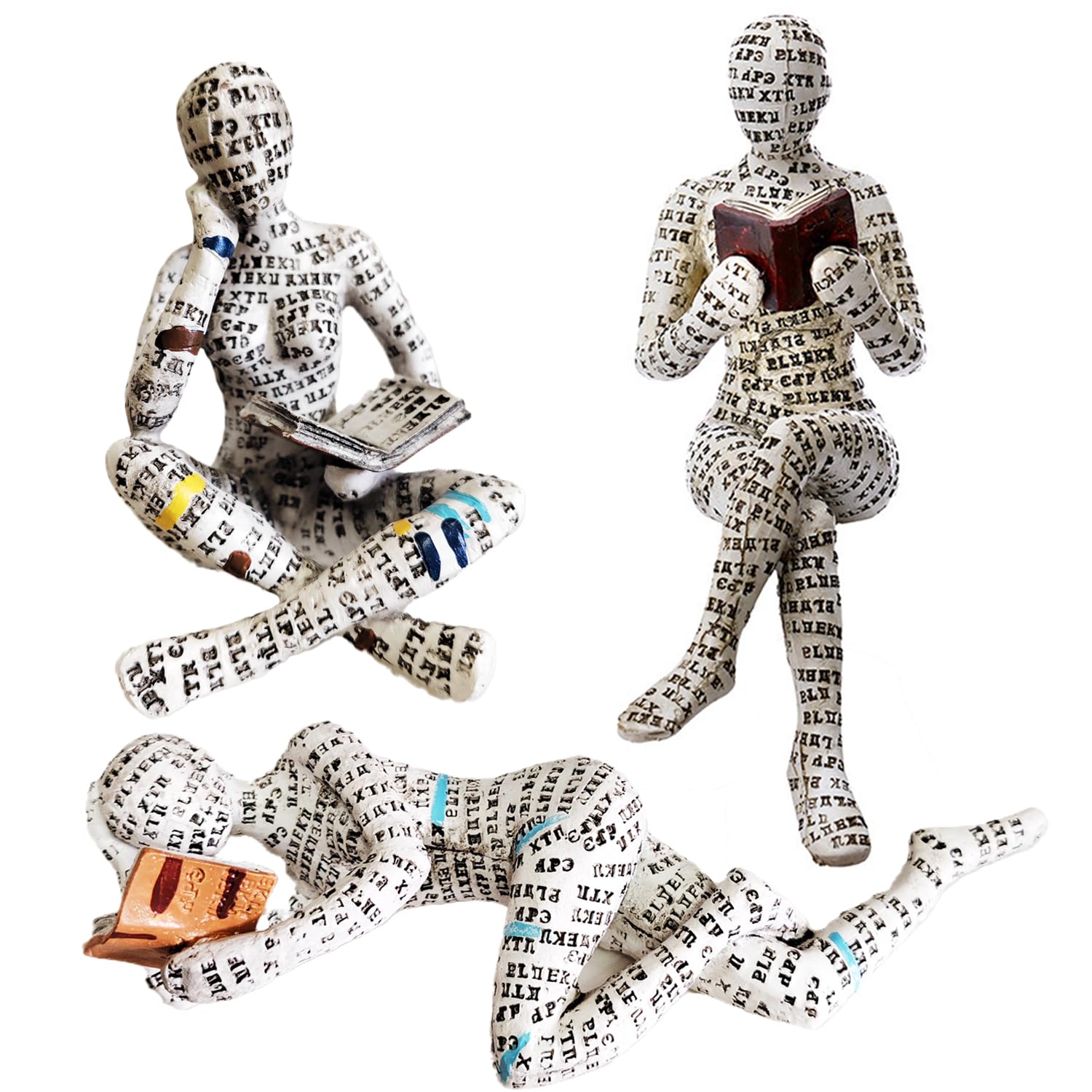 PIGPIGFLY Bookworm,Bookshelf Decor,Reading Woman Statue,Decoration Living Room,Office Decor,Home Store Decoration,Modern Living Room Ornaments