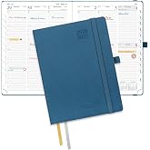POPRUN Planner 2026-2027, 6.5" x 8.5", Academic Daily Weekly and Monthly | Calendar Planner (July 26-June 27) Hourly Appointment Book, Inner Pocket, Leather Softcover for Work, 100GSM, Night Sky Blue