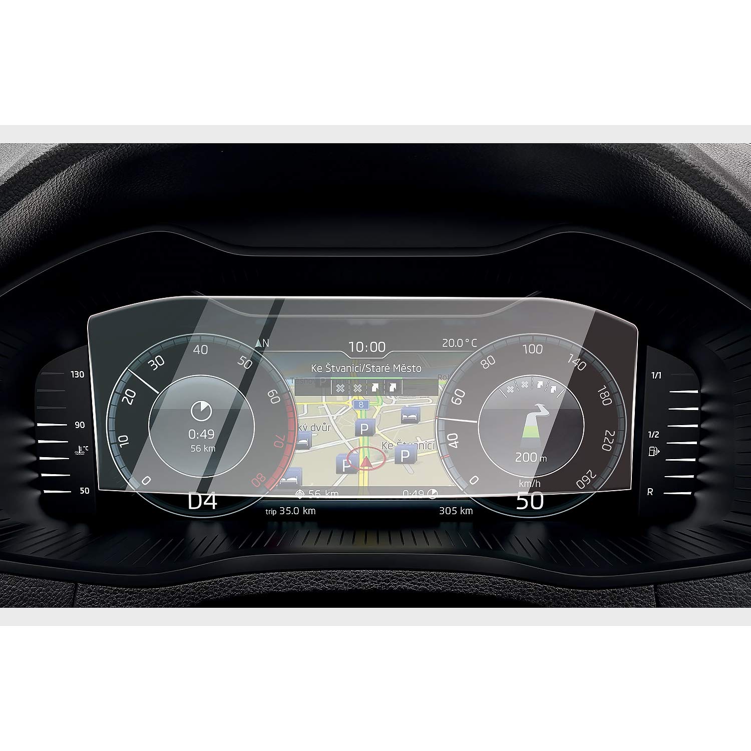 CDEFG for Superb Kodiaq Karoq Kamiq Dashboard Screen Protector, 10.25 Inches 9H Anti Scratch HD Clarity Tempered Glass Car GPS Protective Film for Speed Clock Screen