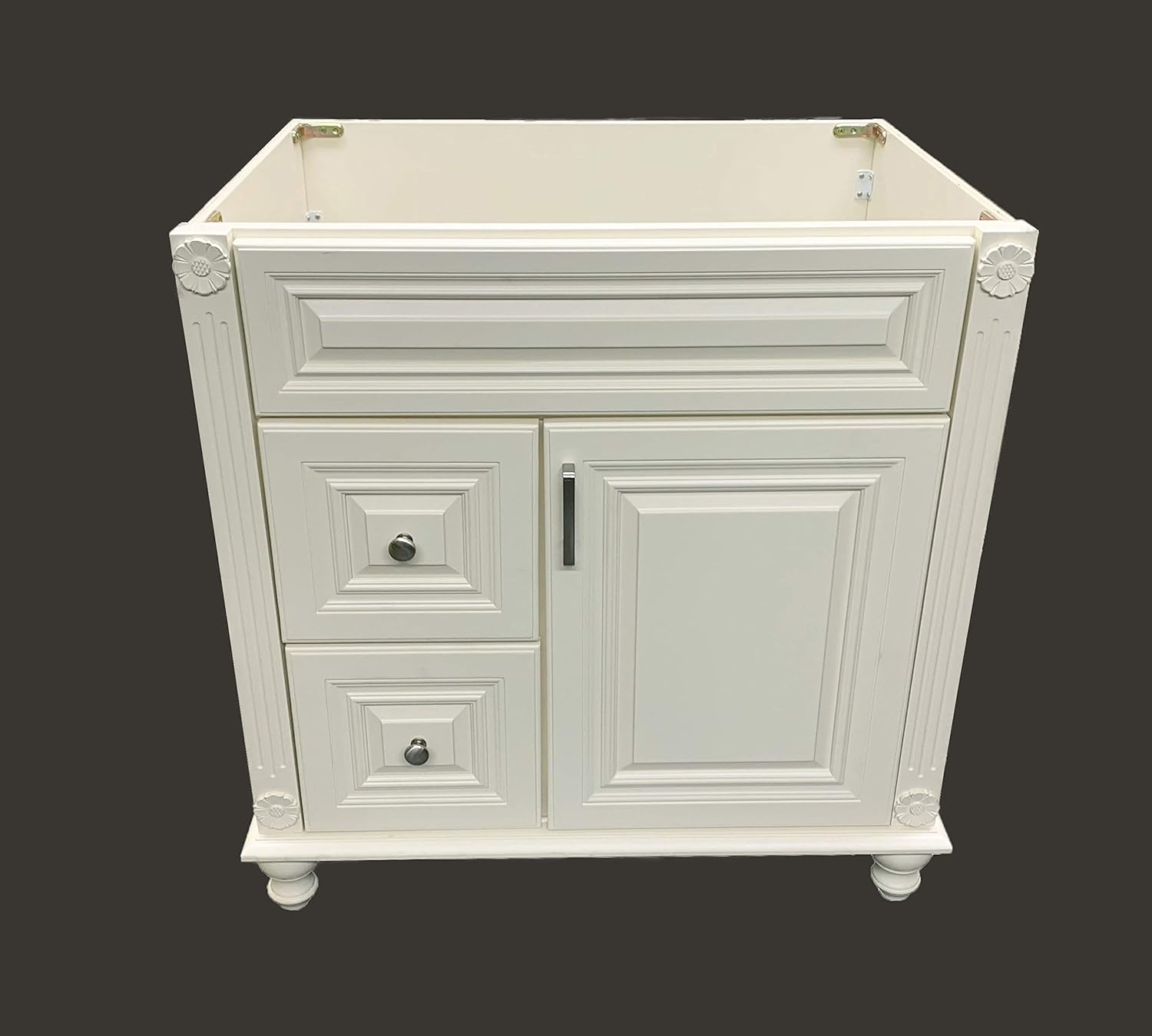 Amazon Com Antique White Solid Wood Single Bathroom Vanity Base Cabinet 30 W X 21 D X 32 H Left Drawers Kitchen Dining