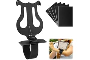 Dreyoo Flute & Piccolo Lyre Holder for Marching Band, Adjustable Marching Band Sheet Music Stand for Flute & Piccolo with 5 Pages, General Musical Instruments Accessories