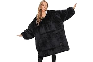 THREE POODLE Wearable Blanket Hoodie, Oversized Sherpa Sweatshirt for Adults Women Men, Warm Cozy Hooded Blanket, Gifts for M