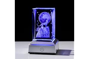 LONGWIN Wolf Stuff Gifts for Men Women, 3D Glass Laser Engraved Multicolor Led Night Light, Boys and Girls Birthday Christmas Animal Ornaments Home Decor