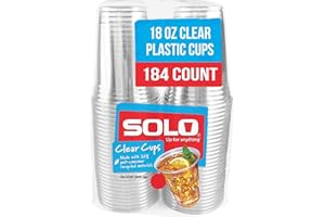 SOLO Cup Company Clear Recycled Plastic Party Cups, 18 Oz, 184 Count