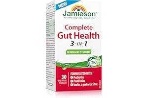 Jamieson Complete Gut Health 3-in-1, with Prebiotic Inulin, Probiotics, and Postbiotics, Helps Support Digestive Health. Redu