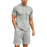 Uni Clau Men's Tracksuit Short Sets 2 Pieces Summer Outfit Casual Short Sleeve Hoodie and Shorts Set