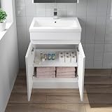 Artis 600mm White Gloss Bathroom Vanity Unit With Ceramic Basin view 5