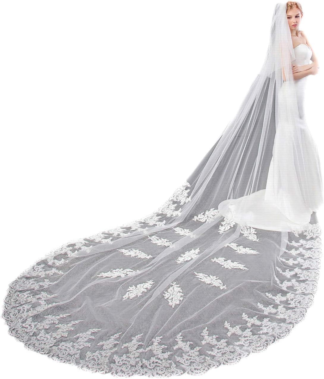 EllieHouse Women's Custom Made Long 2 Tier Wedding Bridal Veil With MetaL Comb E69