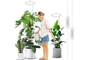 LORDEM 10" Grow Light for Indoor Plants, Full Spectrum Plant Lamp with160 LEDs, 4H/8H/12H Timer, 10 Dimmable Levels, 3 Spectrum Modes, Height Adjustable 65", Ideal for Large Tall Plants, Pack of 2