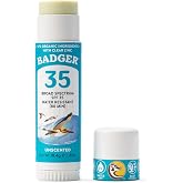 Badger Mineral Sunscreen Face Stick SPF 35, Reef Safe, .65 oz | 97% Organic, Unscented, Zinc Oxide, Coral Reef Safe, Travel Size Stick, Sunscreen face stick, Coral reef safe sunscreen