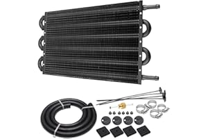 PUZZLEDEER 5/16" Transmission Oil Cooler, 6 Pass Tube and Fin Cooler Kit Universal Aluminium Black