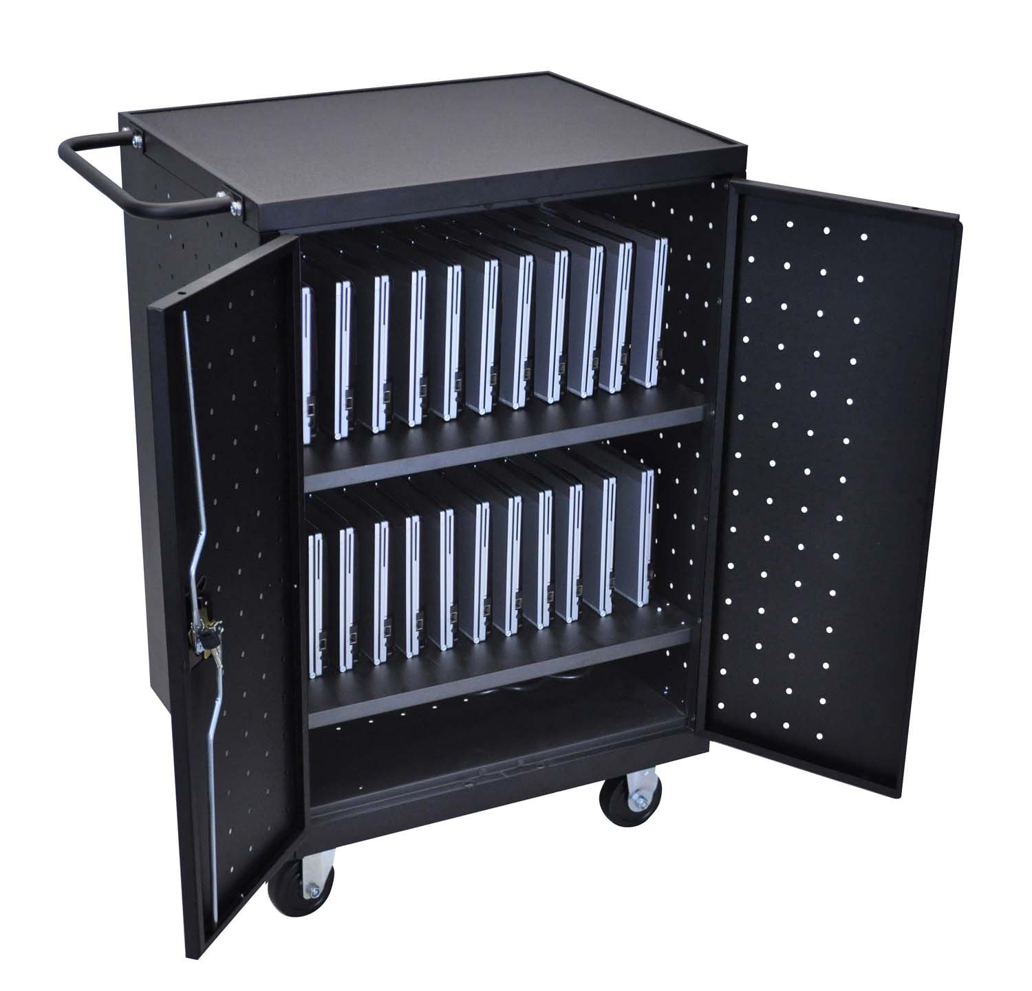 Photo 1 of **see note **Luxor LLTP24-B Laptop, Tablet, Chromebook Charging Computer Cart Made of Heavy Duty Steel, 1 Pack