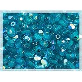 100pcs Faceted Fire Polished Pressed Czech Glass Beads 4mm (0.16in), Aqua Blue AB 60150-27801