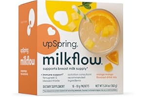 UpSpring Milkflow Immune Support Breastfeeding Supplement Drink Mix with Fenugreek | Orange Mango Flavor | Lactation Supplement to Support Breast Milk Supply | 16 Drink Mixes