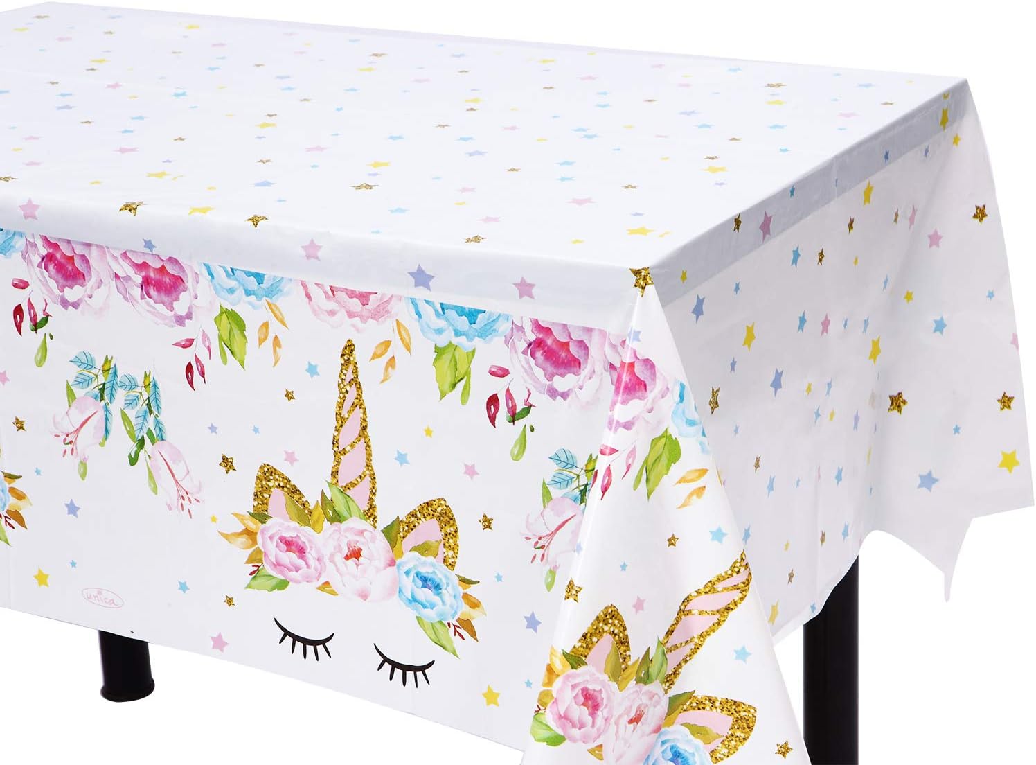 Unicorn Plastic Tablecloth - 4 Pack - Bigger Size - 51" x 86" Disposable Table Cover - Unicorn Themed Birthday Party Supplies for Girls, Boys & Baby Shower