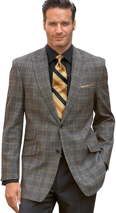 Paul Fredrick Men's Black with Gold Overbar Plaid Pure ...