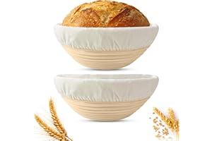 Banneton Proofing Basket 9 Inch - Set of 2 Round Sourdough Bread Proofing Baskets with Linen Liner for Bread Baking – Round R