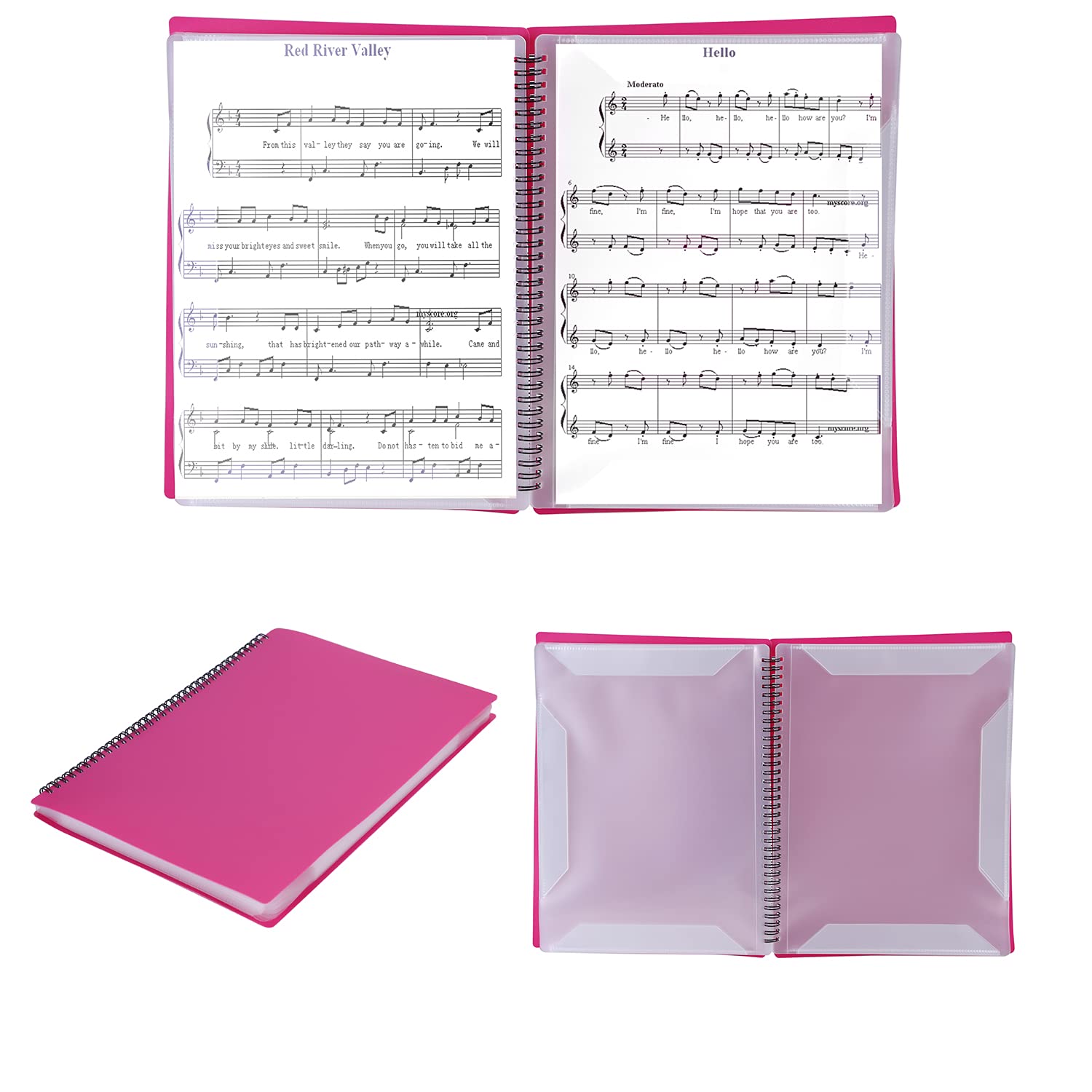 A4 Music File Folder 60 Pages Spiral Sheet Music Binder Organizer Plastic Choir Band Concert Piano Folder File Storage Organizer for Sheet Music, Drawings, Documents, Easy Editing