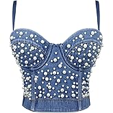 Ypser Denim Corset Push Up Bustier Crop Corset Bra Jean Top