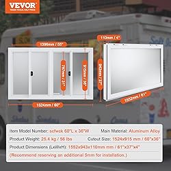 VEVOR Concession Window 60"x36", Aluminum Alloy