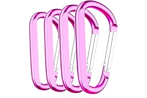 EZYA Carabiner Keychain Clip, Carabeaner Key Clip, Aluminum D Ring Hook Buckle, Spring Snap, Key Chain Clips, Pink