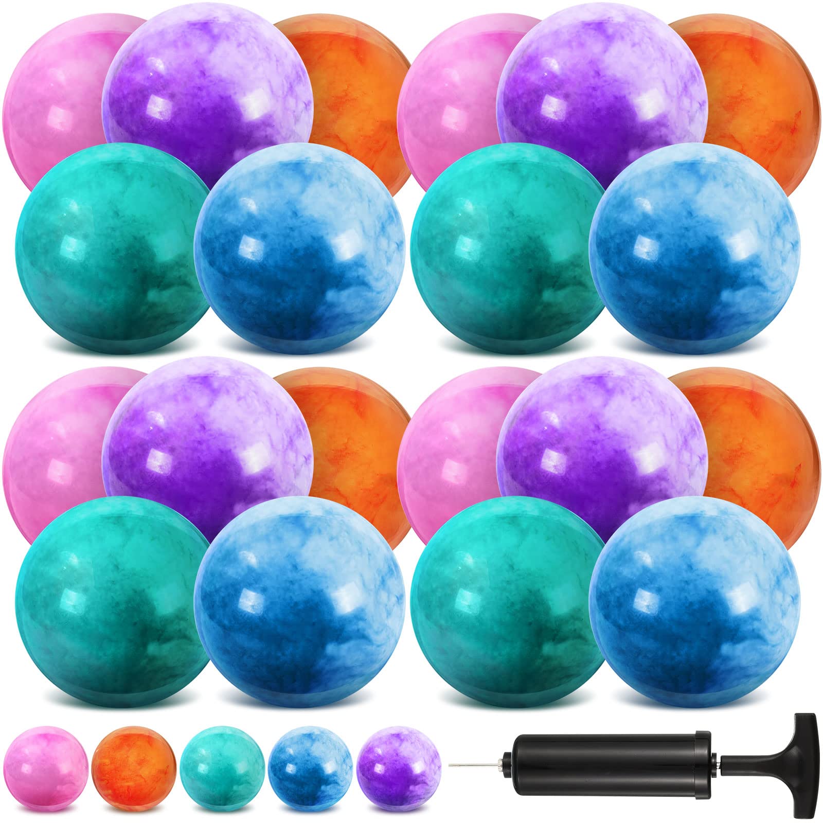 Photo 1 of Vinsot 25 Pcs Fun Bouncy Balls 13 Inch Marbleized Bouncing Balls Rubber Inflatable Kick Ball Large Sensory Playballs with Pump for Beach Backyard Park Indoor Outdoor Party Favors