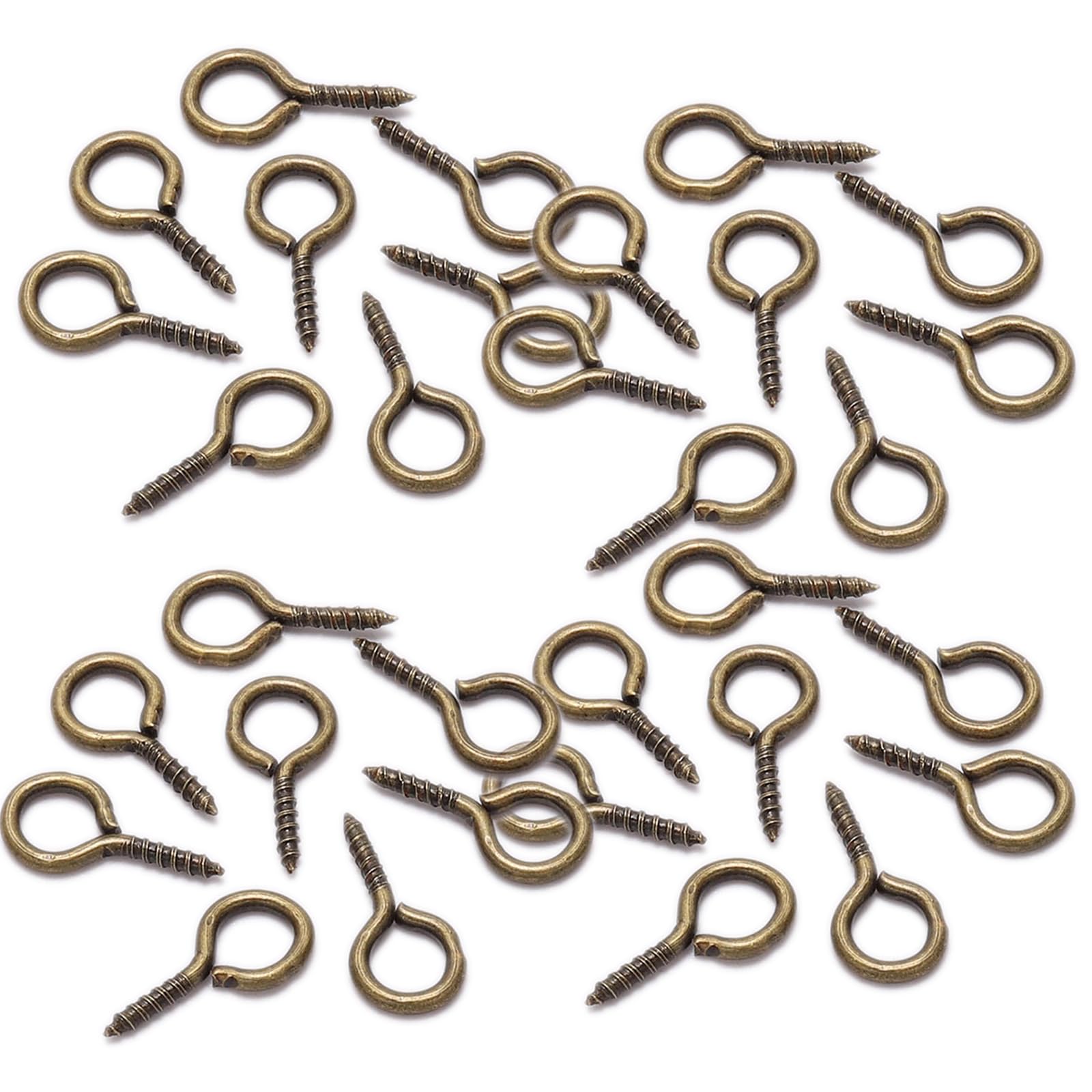 Globellapro 400pcs Bronze Screw Eye Pins Hooks, 6*13mm Mini Metal Goat's Eye Screws, Eye Bolts Screws