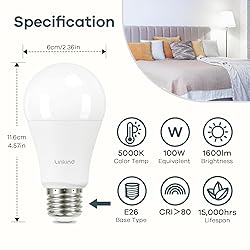 Linkind A19 LED Light Bulb, 100W Equivalent Light