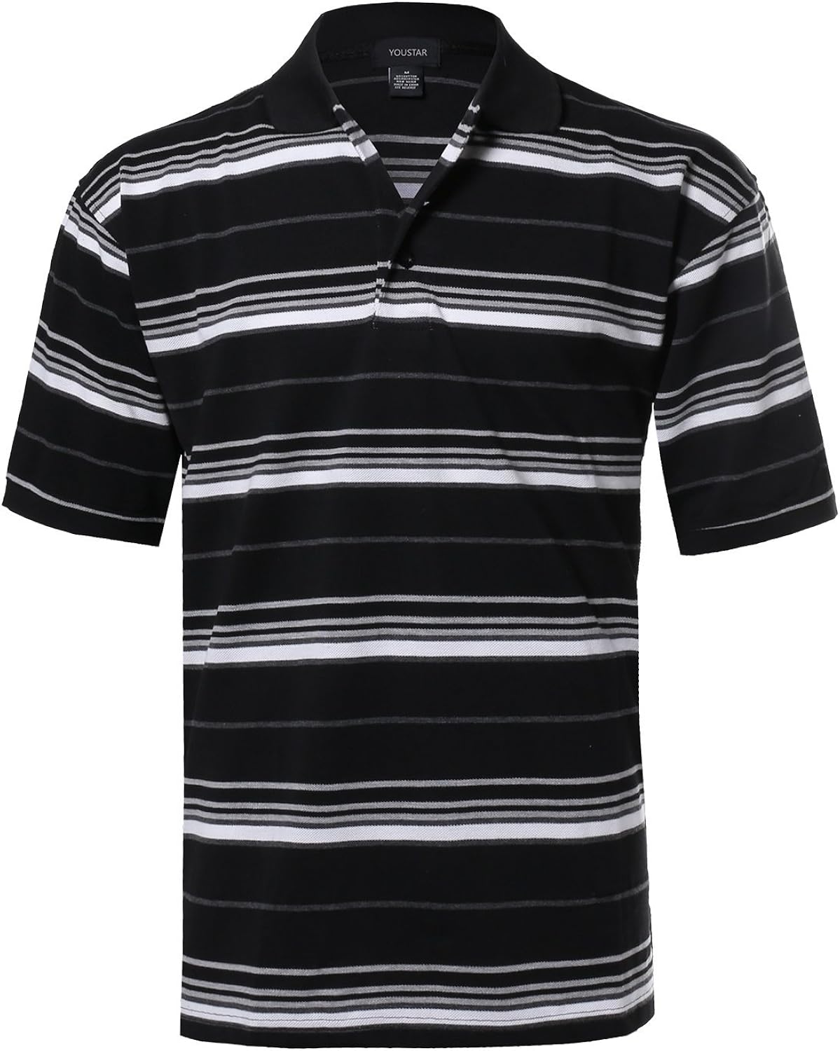 Youstar Men's Basic Casual Short Sleeves Patterned 3 Button Placket Polo (S-5XL): Clothing