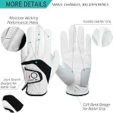 FINGER TEN Golf Gloves Men Left Hand Cabretta Leather 5 Pack All Weather view 2