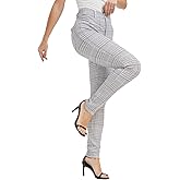KYAL Women's High Waisted Stretchy Work Pants Straight Leg Business Office Trousers Button Casual Slacks with Pockets
