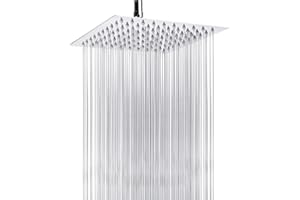 HarJue High Pressure Rain Shower Head, Ultra-Thin Showerhead 304 Stainless Steel Waterfall Shower with Self-Clean Nozzles, Full Body Covering (8 Inch-Shower Head, Chrome)