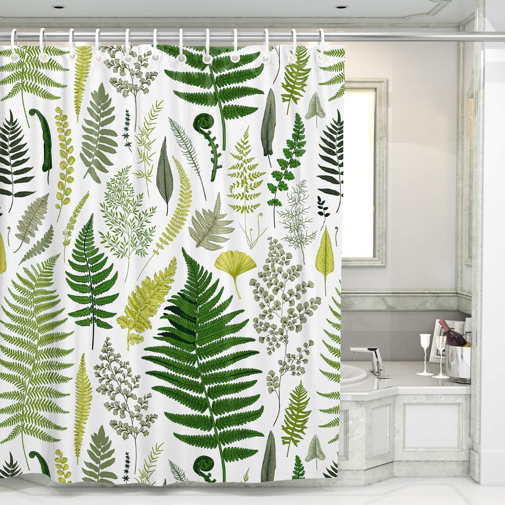 BQEE Shower Curtain Durable Fabric Bath Curtain Waterproof Odorless for Bathroom Machine Washable (leaf A002)