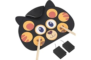 Electric Drum Set for Kids, 9 Pad Roll-up Drum Kit with Built-in Speaker, MIDI, Drum Pedals and Sticks 10 Hours Playtime, Christmas Birthday Gift for Kids 3-14 Years Old -RVONE RED30