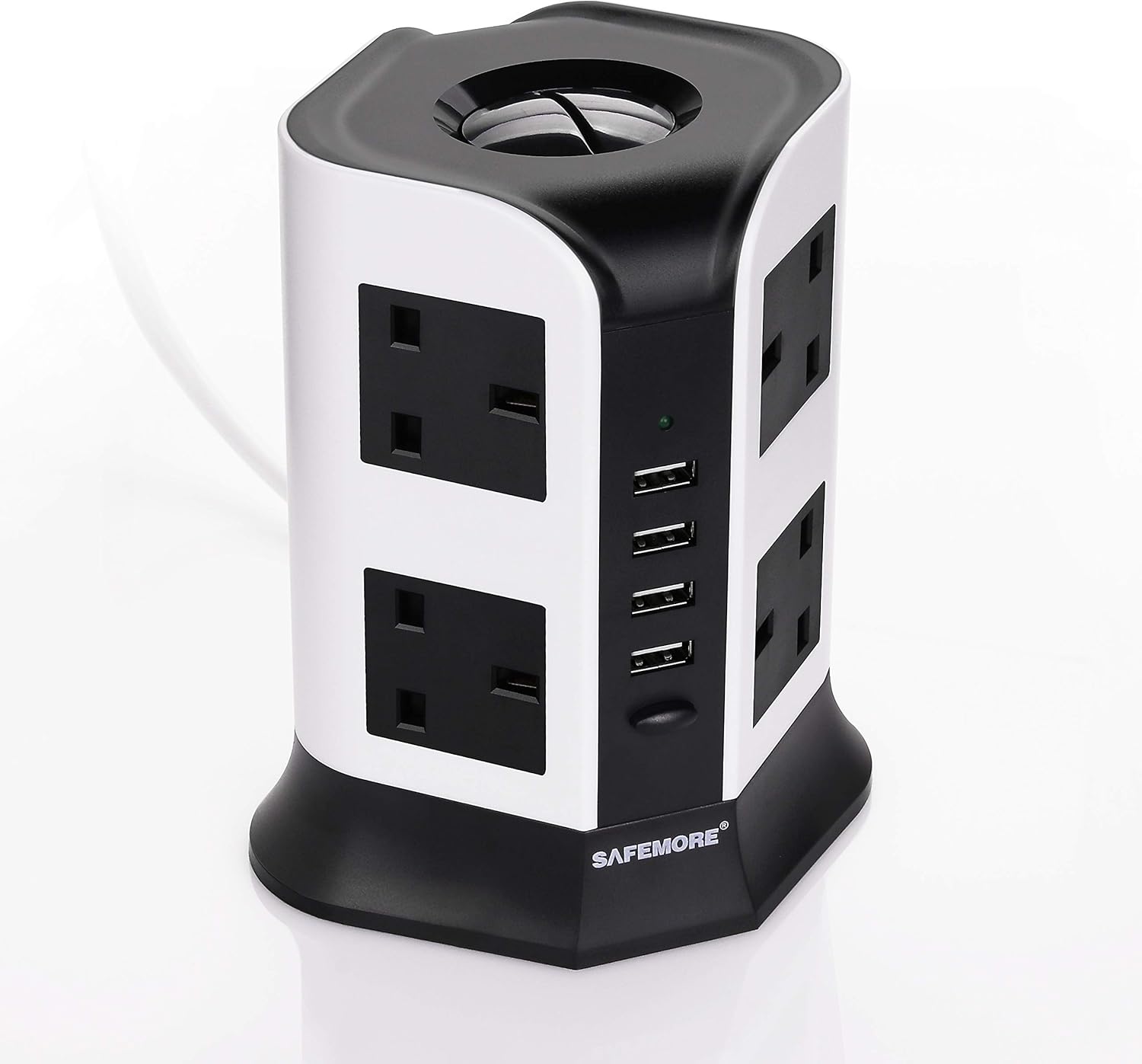 SAFEMORE Extension Lead 8 Way Outlets Surge Protected Socket with 4 USB