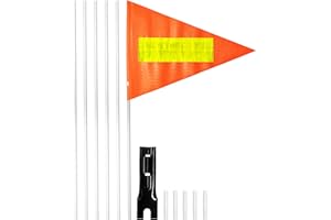 Anley 6Ft Bike Safety Flag with Reflective Strip & Fiberglass Pole & Mounting Bracket - Adjustable Length, High Visibility & 