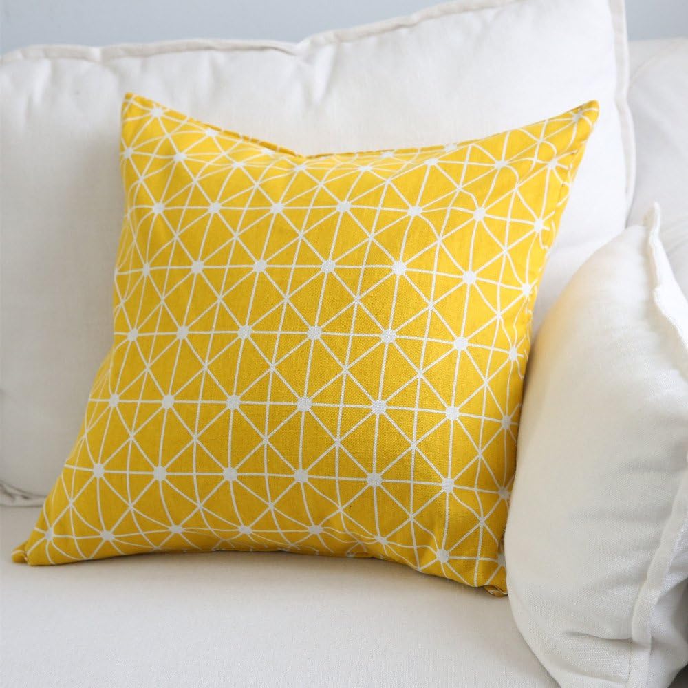 Aimeer 24 X 24 Inch Oversize Home Decorative Sofa/Bed Throw Pillow Cushion Cover with Invisible Zipper,Yellow Large Linen Pillow Case