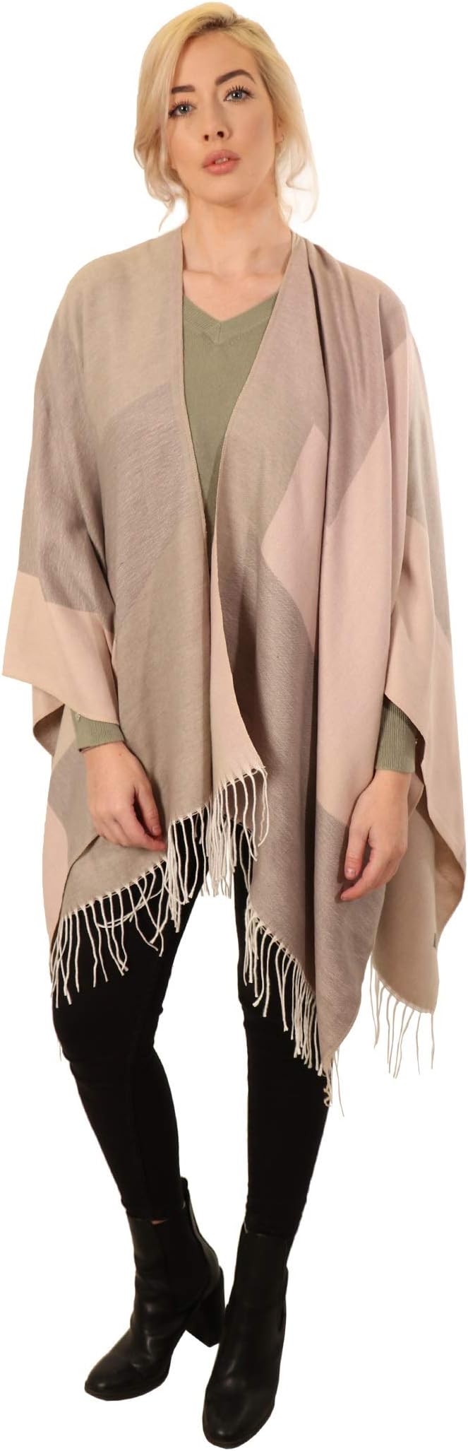 Ponchos for Women, Capes for Women,Ladies Capes and Ponchos and Wraps and Shawls, Wrap Cardigan Women Cape Coat Blanket Poncho, Grey Black Poncho, Shawl for Womenโฆ