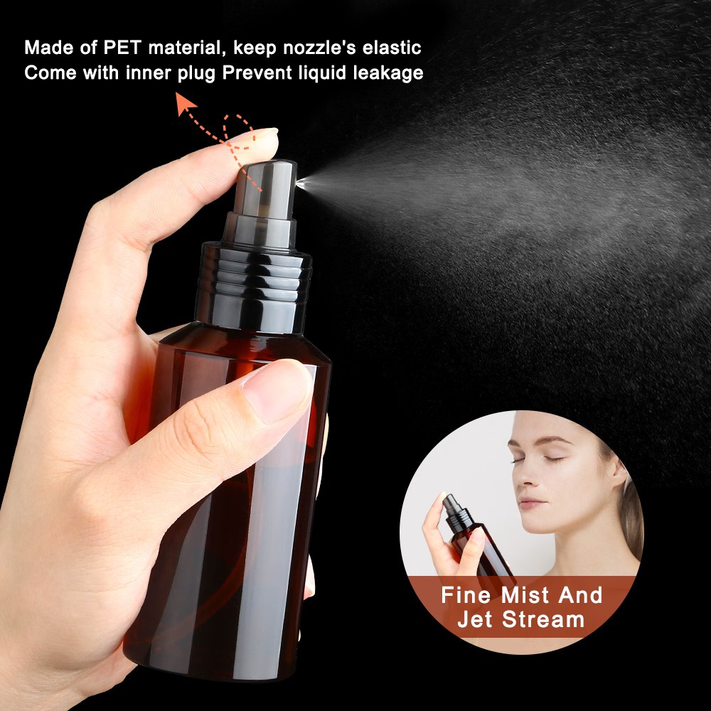 Empty Spray Bottles, Yblntek 4 Pcs Refillable Plastic Bottles Refillable Container with Fine Mist Sprayers for Essential Oils, Perfumes, or Aromatherapy